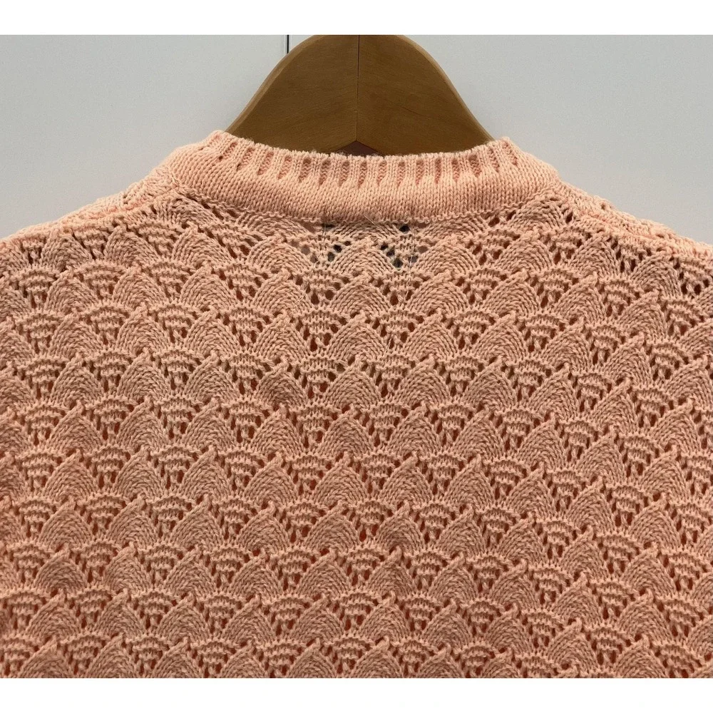 Vintage Wintuk Cardigan Sweater‎ Womens Medium Peach Button Front Made USA 90s